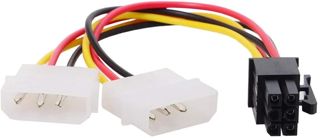 Main image of Cablecc Dual 4Pin to 6 Pin EPS 12V Graphics Card Power Supply Adapter Converter Cable