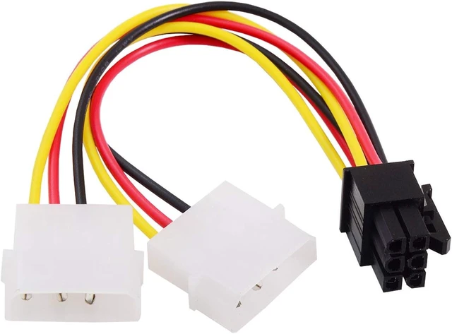 Alt view image 2 of 7 - Cablecc Dual 4Pin to 6 Pin EPS 12V Graphics Card Power Supply Adapter Converter Cable