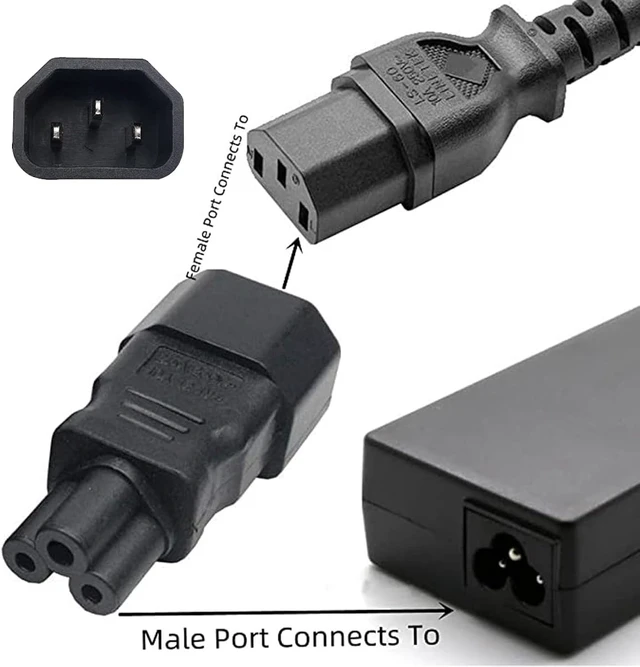 Alt view image 3 of 7 - Cablecc IEC 320 Adapter 3 Poles Socket C14 to Cloverleaf Plug Micky C5 Straight Extension Power Adapter