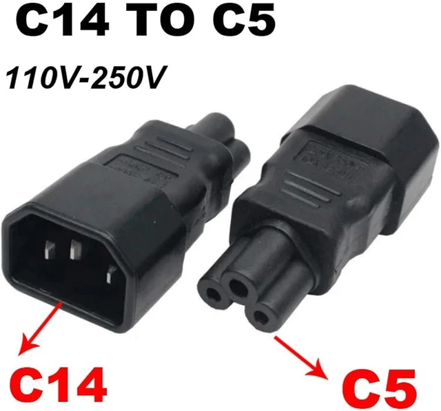 Alt view image 5 of 7 - Cablecc IEC 320 Adapter 3 Poles Socket C14 to Cloverleaf Plug Micky C5 Straight Extension Power Adapter