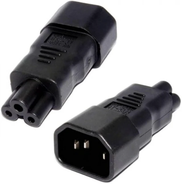 Alt view image 7 of 7 - Cablecc IEC 320 Adapter 3 Poles Socket C14 to Cloverleaf Plug Micky C5 Straight Extension Power Adapter