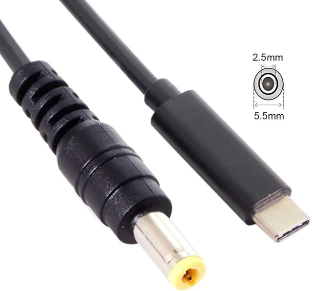 Alt view image 6 of 7 - chenyang USB C to DC 5.5x2.5MM PD65W Fast Charging Power Cable for Laptop 5.91FT/1.8M