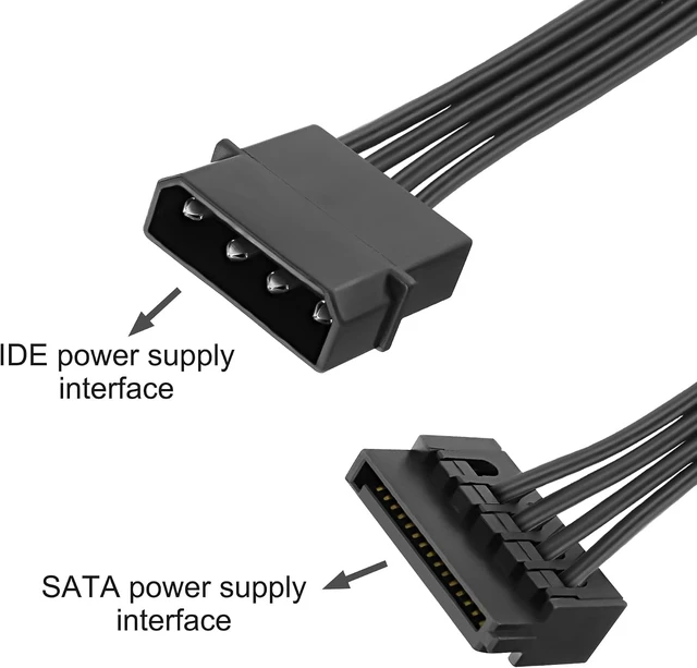 Alt view image 3 of 7 - XMSJSIY 4 Pin IDE Male to 5x15 Pin SATA Female Splitter Power Cable