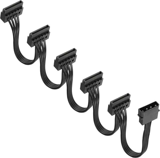 Main image of XMSJSIY 4 Pin IDE Male to 5x15 Pin SATA Female Splitter Power Cable