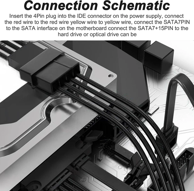Alt view image 6 of 7 - XMSJSIY 4 Pin IDE Male to 5x15 Pin SATA Female Splitter Power Cable