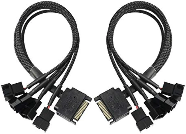 Alt view image 2 of 7 - XMSJSIY SATA to 3 Pin 4 Pin Fan Adapter,15pin SATA to 4 x 3 pin / 4 Pin 12V PC Case Fan Splitter Extension Power Cable Adapter-28cm-2pcs