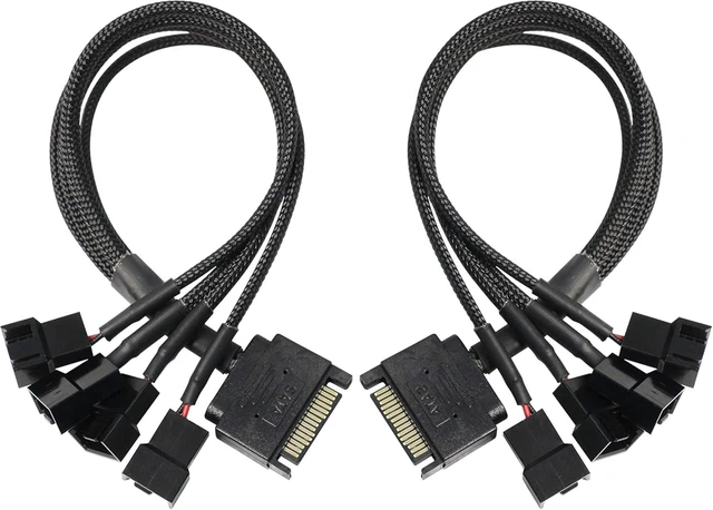 Main image of XMSJSIY SATA to 3 Pin 4 Pin Fan Adapter,15pin SATA to 4 x 3 pin / 4 Pin 12V PC Case Fan Splitter Extension Power Cable Adapter-28cm-2pcs