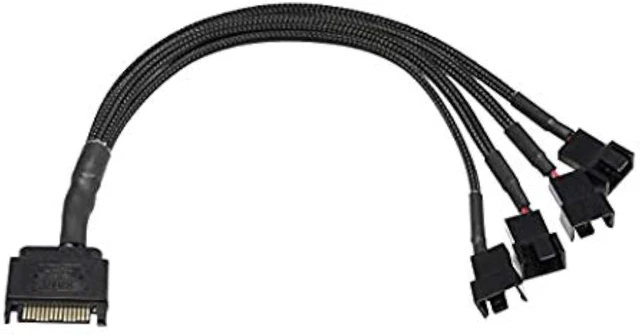 Alt view image 4 of 7 - XMSJSIY SATA to 3 Pin 4 Pin Fan Adapter,15pin SATA to 4 x 3 pin / 4 Pin 12V PC Case Fan Splitter Extension Power Cable Adapter-28cm-2pcs