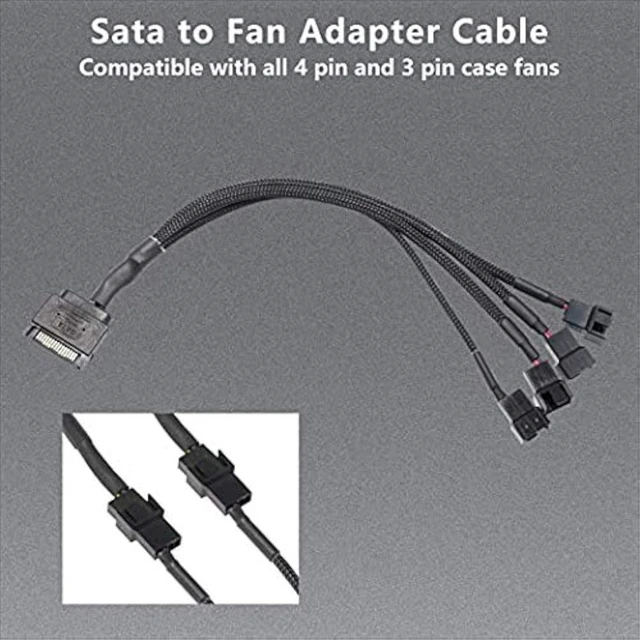 Alt view image 5 of 7 - XMSJSIY SATA to 3 Pin 4 Pin Fan Adapter,15pin SATA to 4 x 3 pin / 4 Pin 12V PC Case Fan Splitter Extension Power Cable Adapter-28cm-2pcs