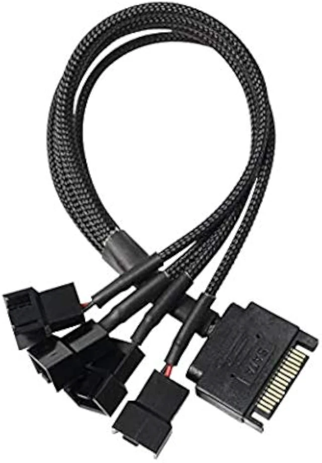 Alt view image 7 of 7 - XMSJSIY SATA to 3 Pin 4 Pin Fan Adapter,15pin SATA to 4 x 3 pin / 4 Pin 12V PC Case Fan Splitter Extension Power Cable Adapter-28cm-2pcs