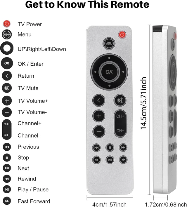 Alt view image 7 of 7 - Backlit Universal Replacement Remote Control for Apple TV 4K/ Gen 1 2 3 4