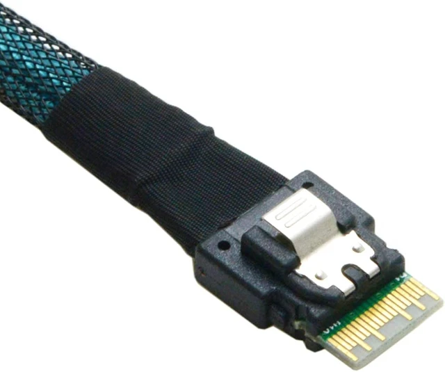 Alt view image 3 of 7 - cablecc Slim Line SAS 4.0 SFF-8654 4i 38pin Host to 4 SATA 7pin Target Hard Disk Fanout Raid Cable 50cm