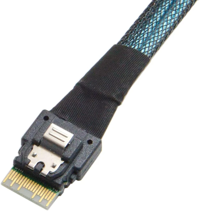 Alt view image 5 of 7 - cablecc Slim Line SAS 4.0 SFF-8654 4i 38pin Host to 4 SATA 7pin Target Hard Disk Fanout Raid Cable 50cm
