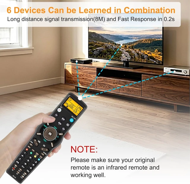 Alt view image 5 of 7 - 6-in-1 Universal Multifunctional Remote RM-991 with IR Learning