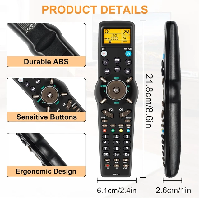 Alt view image 7 of 7 - 6-in-1 Universal Multifunctional Remote RM-991 with IR Learning