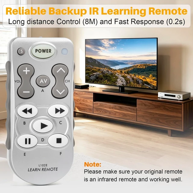 Alt view image 4 of 7 - Universal IR Learning Remote Control L102E with 11 Large Buttons