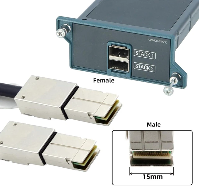 Alt view image 7 of 7 - cablecc FlexStack Stacking 20Gbps 40Gbps Cable CAB-STK-E-0.5M Compatible for Catalyst 2960S 2960X 2960XR Networking Switch