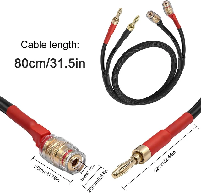 Alt view image 2 of 7 - XMSJSIY 4mm Banana Speaker Extension Audio Cable -80CM/2.6FT
