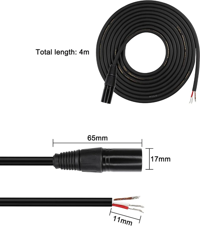 Alt view image 2 of 7 - XMSJSIY XLR Microphone Cable Pigtail Bare Wire 3Pin XLR Male Speaker Cable