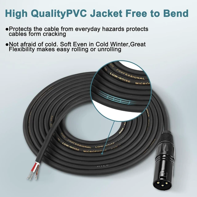Alt view image 3 of 7 - XMSJSIY XLR Microphone Cable Pigtail Bare Wire 3Pin XLR Male Speaker Cable