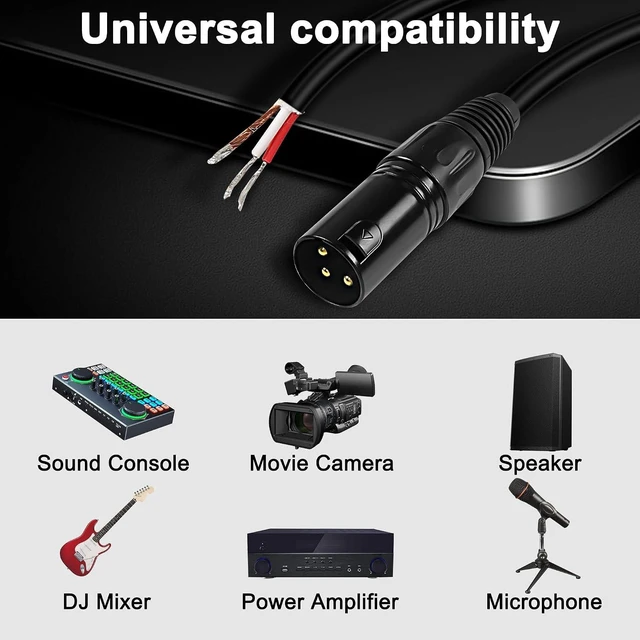 Alt view image 7 of 7 - XMSJSIY XLR Microphone Cable Pigtail Bare Wire 3Pin XLR Male Speaker Cable