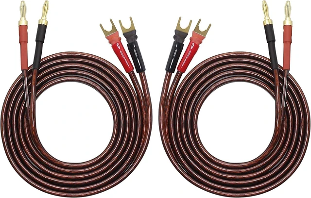 Main image of XMSJSIY HiFi OFC Speaker Wire with Spade Plug to Banana Plug Jumper Cable