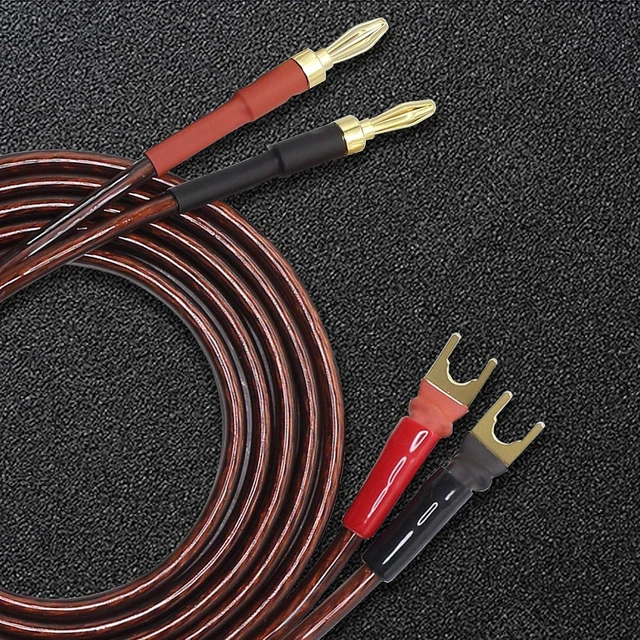 Alt view image 2 of 7 - XMSJSIY HiFi OFC Speaker Wire with Spade Plug to Banana Plug Jumper Cable