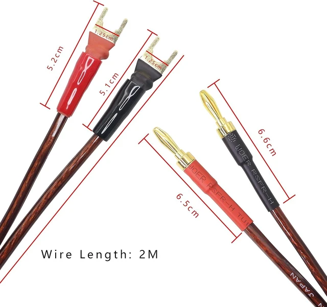 Alt view image 5 of 7 - XMSJSIY HiFi OFC Speaker Wire with Spade Plug to Banana Plug Jumper Cable