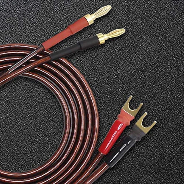 Alt view image 7 of 7 - XMSJSIY HiFi OFC Speaker Wire with Spade Plug to Banana Plug Jumper Cable