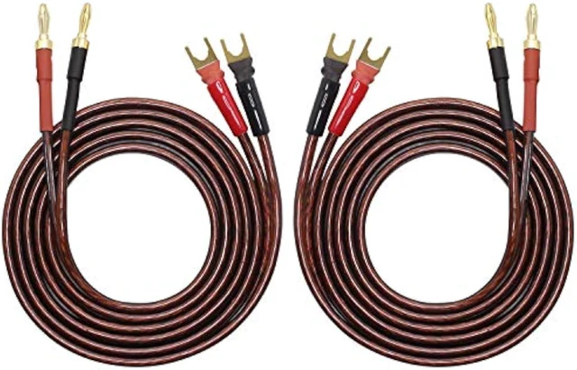 Alt view image 6 of 7 - XMSJSIY HiFi OFC Speaker Wire with Spade Plug to Banana Plug Jumper Cable
