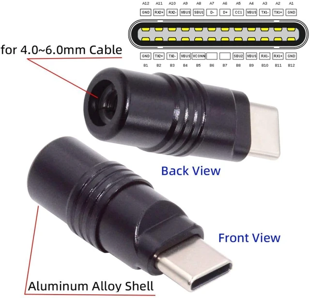 Alt view image 4 of 7 - chenyang USB C DIY Connector Aluminum Alloy USB 3.0 Type C Male Plug Port Repair Replacement Solder Adapter for OD 4.0-6.0mm Cable Black