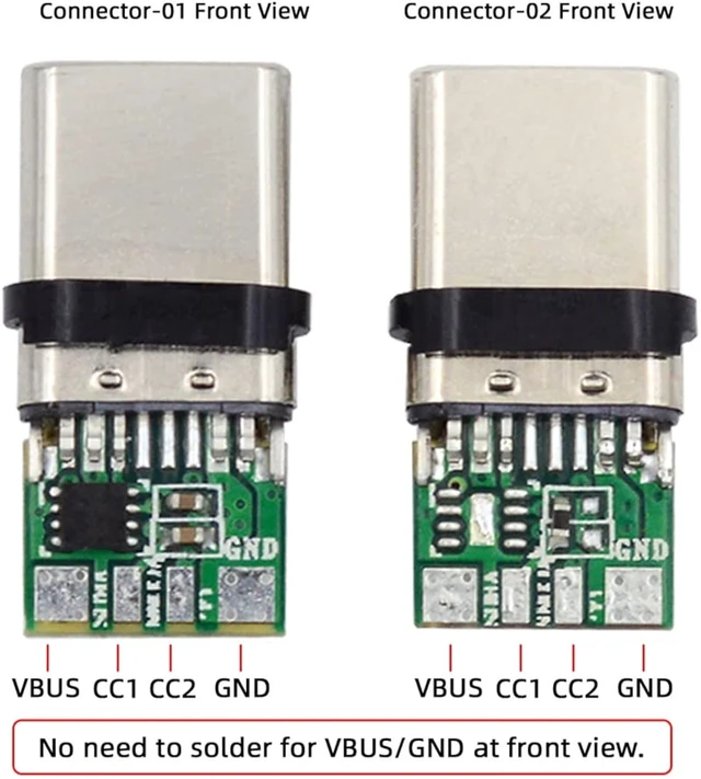 Alt view image 5 of 7 - cablecc DIY OEM 2sets/lot 24pin Connector Plug USB Type C USB-C Male to USB-C Male 100W PD USB2.0 Data with Housing Cover