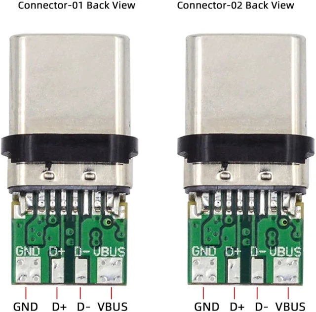 Alt view image 4 of 7 - cablecc DIY OEM 2sets/lot 24pin Connector Plug USB Type C USB-C Male to USB-C Male 100W PD USB2.0 Data with Housing Cover