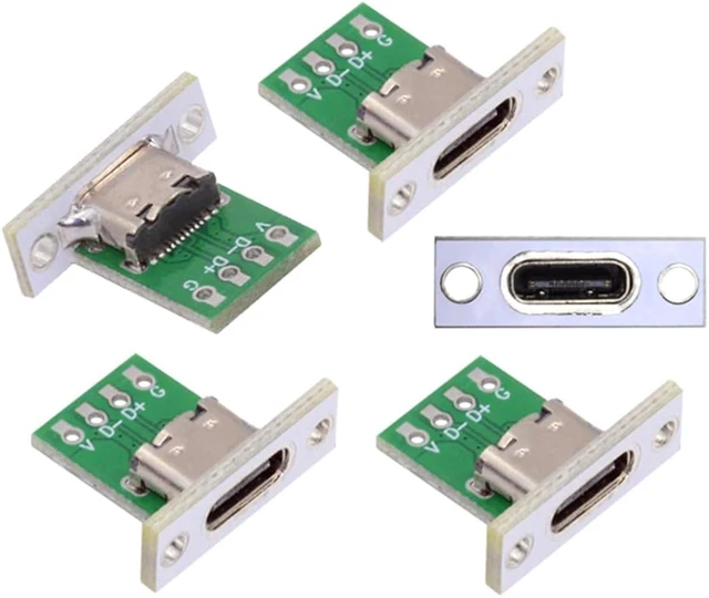 Alt view image 2 of 7 - cablecc 5pcs/Set USB 2.0 24pin Pinout DIY OEM Type C Female Socket Connector Panel Mount Type with PC Board