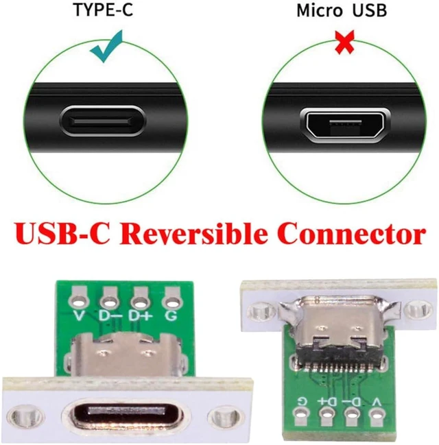 Alt view image 4 of 7 - cablecc 5pcs/Set USB 2.0 24pin Pinout DIY OEM Type C Female Socket Connector Panel Mount Type with PC Board