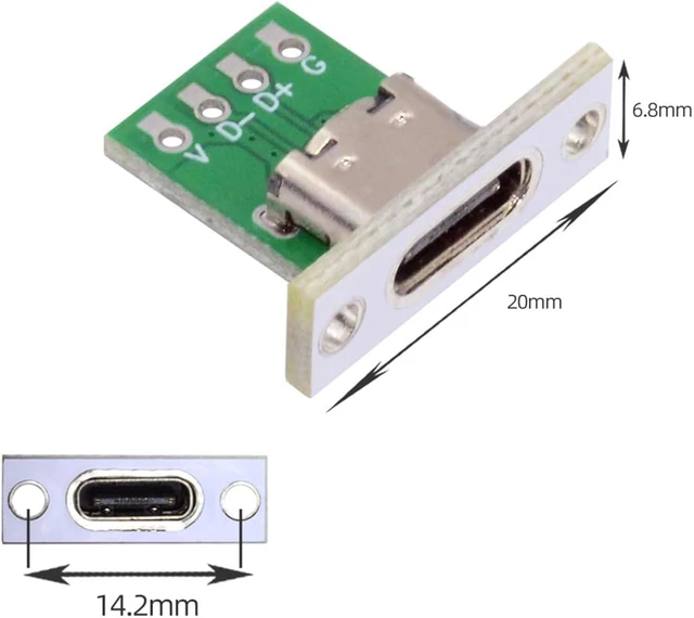 Alt view image 7 of 7 - cablecc 5pcs/Set USB 2.0 24pin Pinout DIY OEM Type C Female Socket Connector Panel Mount Type with PC Board