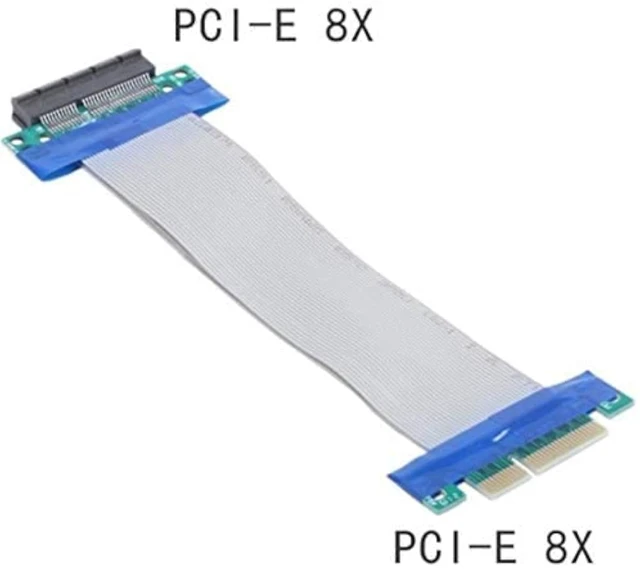 Alt view image 6 of 6 - cablecc PCI-E Express 8X to 8X Male to Female Slot Riser Extender Card Ribbon Flexible Cable 20cm