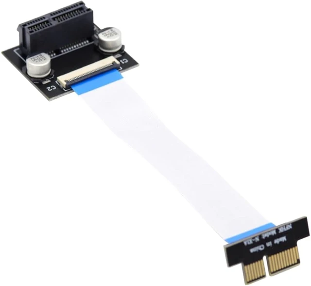 Main image of cablecc PCI-E Express 1X Slot Riser Card Extender Extension Angled Ribbon Flex Relocate Cable 10cm Low Profile
