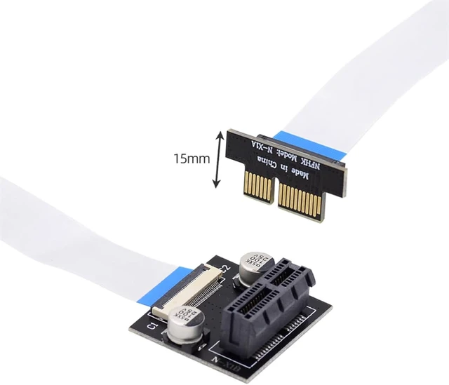 Alt view image 7 of 7 - cablecc PCI-E Express 1X Slot Riser Card Extender Extension Angled Ribbon Flex Relocate Cable 10cm Low Profile