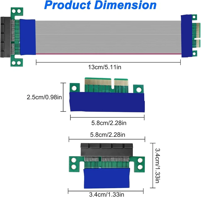 Alt view image 2 of 7 - XMSJSIY PCIe 4X Extender Riser Cable Flexible PCI-E Express Male to Female