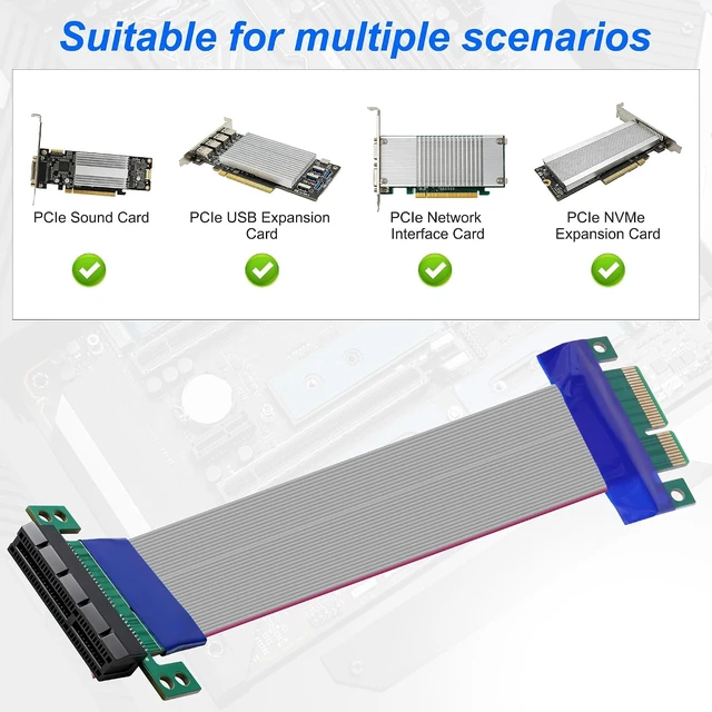 Alt view image 7 of 7 - XMSJSIY PCIe 4X Extender Riser Cable Flexible PCI-E Express Male to Female