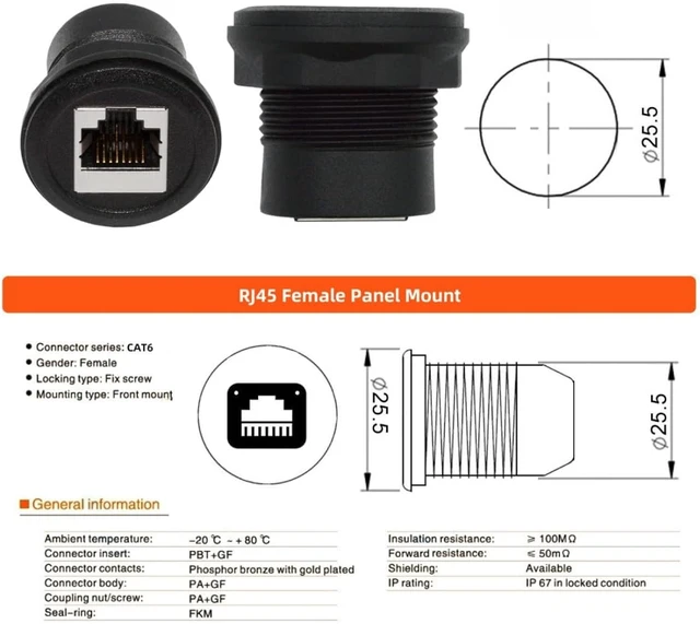 Alt view image 6 of 7 - chenyang CAT5E RJ45 Coupler,RJ45 Female to Female Ethernet Extender for Waterproof Panel Mount