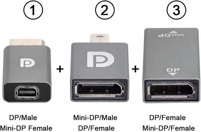 Alt view image 6 of 7 - cablecc 3pcs/Set Mini DisplayPort 1.2 4K 60hz to DP Adapter Male Female Ultra-HD UHD for Video PC Laptop TV