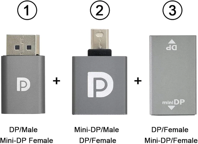 Alt view image 7 of 7 - cablecc 3pcs/Set Mini DisplayPort 1.2 4K 60hz to DP Adapter Male Female Ultra-HD UHD for Video PC Laptop TV