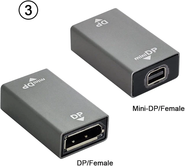 Alt view image 4 of 7 - cablecc 3pcs/Set Mini DisplayPort 1.2 4K 60hz to DP Adapter Male Female Ultra-HD UHD for Video PC Laptop TV