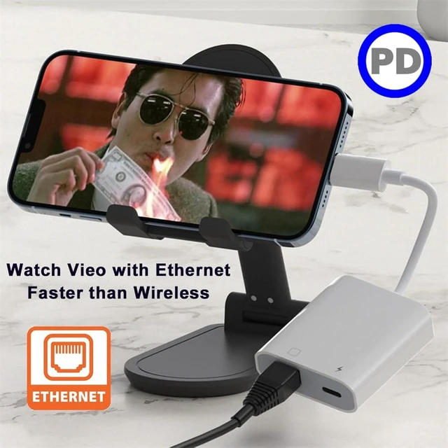 Alt view image 5 of 7 - cablecc USB-C Type C Male to RJ45 Networking 100Mbps with PD Power Charge Adapter Compatible with Laptop Tablet Phone