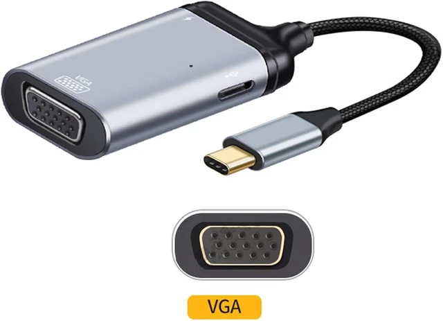 Alt view image 2 of 7 - cablecc USB-C Type C to VGA RGB Converter HDTV Adapter 60hz 1080p with Female PD Power Port