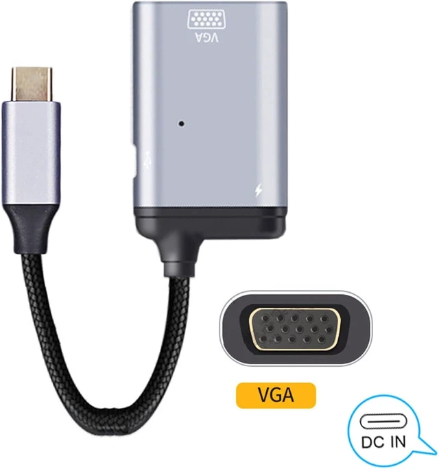 Alt view image 3 of 7 - cablecc USB-C Type C to VGA RGB Converter HDTV Adapter 60hz 1080p with Female PD Power Port