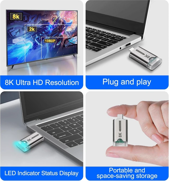 Alt view image 3 of 7 - XMSJSIY 8K USB Type-C Dummy Plug Display EDID Emulator