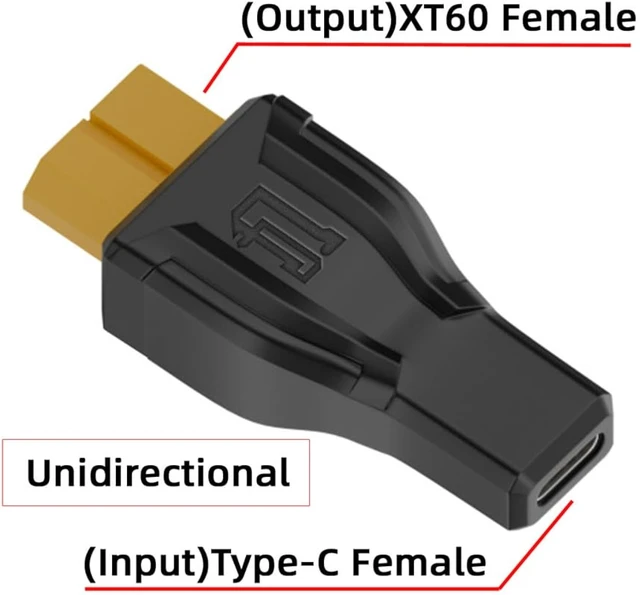 Alt view image 2 of 7 - cablecc Adapter XT60 Female SC100 Protocol to Type-C Female Fast Charging Adapter for RC Lipo Battery Quadcopter Multicopter Aeromodelling